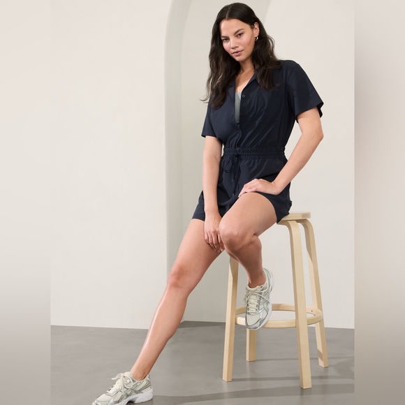 Athleta Avenue Romper Navy Blue - Picture 2 of 9